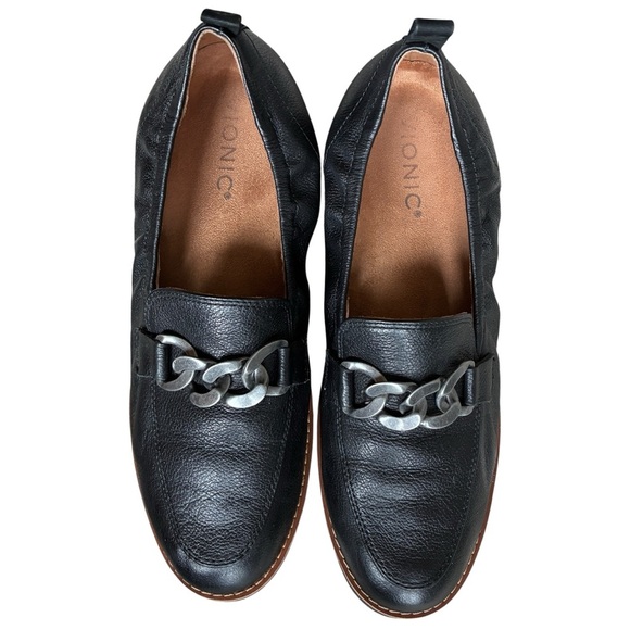Vionic Cynthia Leather Loafer Chunky Chain Detail Black Leather Size 8 - Picture 4 of 11